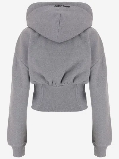 Just Cavalli Cotton Zip-up Hoodie In Gray