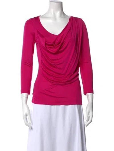 Pre-owned Just Cavalli Cowl Neck Three-quarter Sleeve Top In Pink