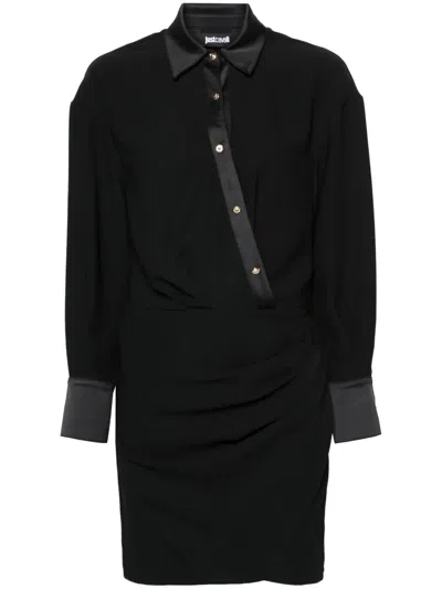 Just Cavalli Crepe Mini Dress In Black