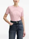 Just Cavalli Crew-neck Embossed-logo T-shirt In Pink