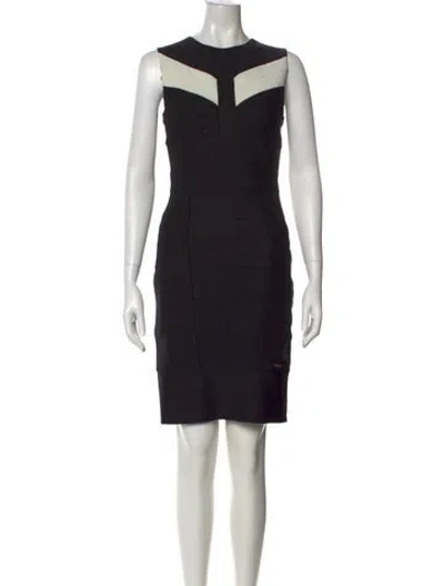 Pre-owned Just Cavalli Crew Neck Knee-length Dress In Black