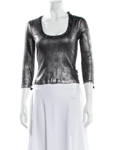 Pre-owned Just Cavalli Crew Neck Long Sleeve Top In Gray