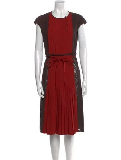 Pre-owned Just Cavalli Crew Neck Midi Length Dress In Red