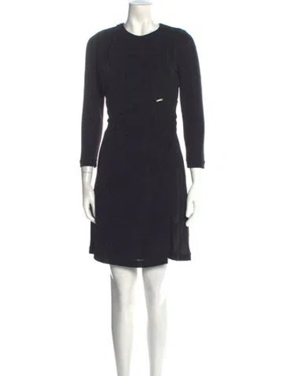 Pre-owned Just Cavalli Crew Neck Mini Dress In Black