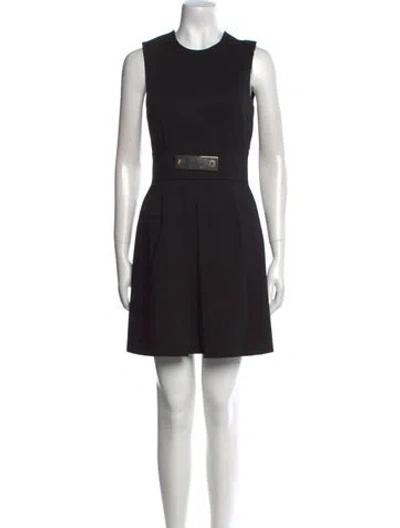 Pre-owned Just Cavalli Crew Neck Mini Dress In Black