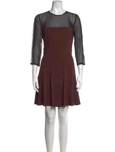 Pre-owned Just Cavalli Crew Neck Mini Dress In Burgundy