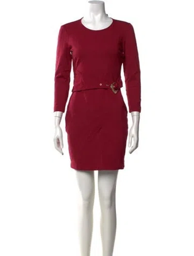 Pre-owned Just Cavalli Crew Neck Mini Dress In Burgundy