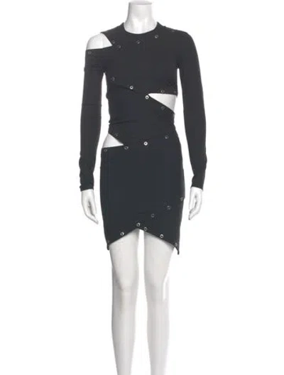 Pre-owned Just Cavalli Crew Neck Mini Dress In Gray