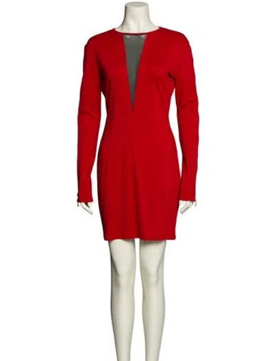 Pre-owned Just Cavalli Crew Neck Mini Dress W/ Tags In Red