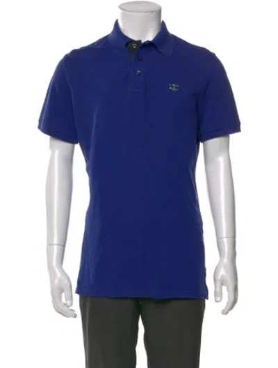 Pre-owned Just Cavalli Crew Neck Short Sleeve Polo Shirt In Blue
