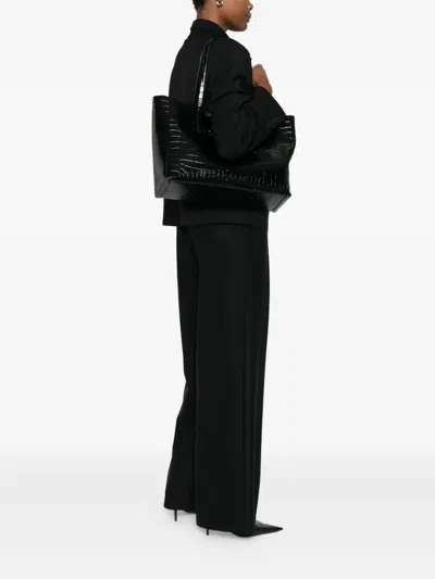 Just Cavalli Crocodile-embossed Tote Bag In Black