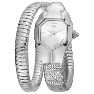 Just Cavalli Crocodile-embossed Stainless Steel Watch In Silver
