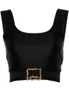 Just Cavalli Shiny Fabric Top With Snake Belt In Black