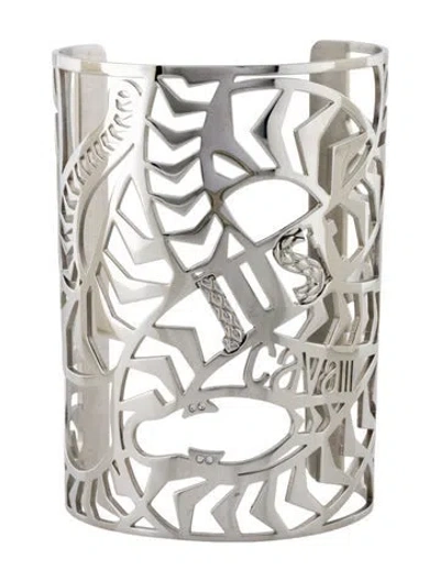 Pre-owned Just Cavalli Crystal Cuff Bracelet, 6.25" In Multi