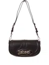 Just Cavalli Curved-flap Logo-plaque Shoulder Bag In Black