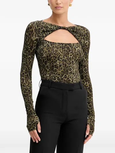 Just Cavalli Leopard-print Torchon T-shirt In Green