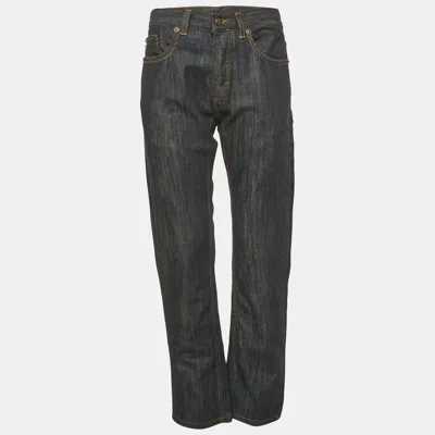 Pre-owned Just Cavalli Dark Blue Logo Embroidered Denim Jeans M Waist 33"