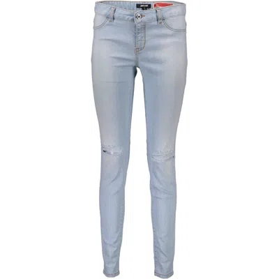 Just Cavalli Distressed Cotton Jeans In Blue