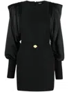 Just Cavalli Draped-sleeve Belted Minidress In Black