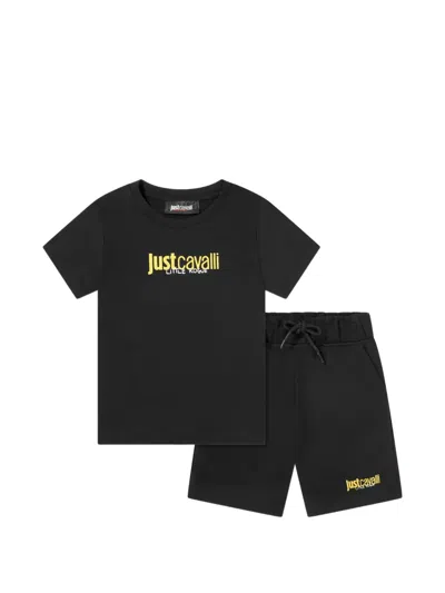 Just Cavalli Kids' Drawstring Shorts Set (set Of Two) In Black