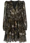 Just Cavalli Snakeskin-print Ruffle-trim Minidress In Multicolore