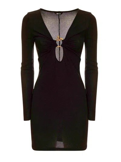 Just Cavalli Dress With Long Sleeves In Black