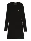 Just Cavalli Logo-plaque Long-sleeve Mini Dress In Black