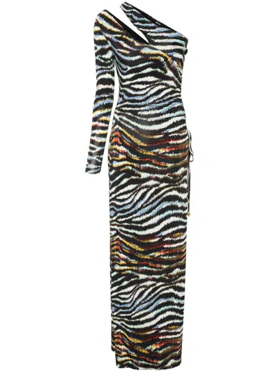 Just Cavalli Zebra-print Maxi Dress In Multicolor
