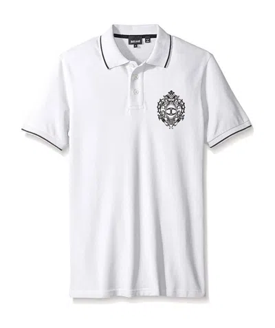 Just Cavalli Elastic Knitted Polo Shirt In White