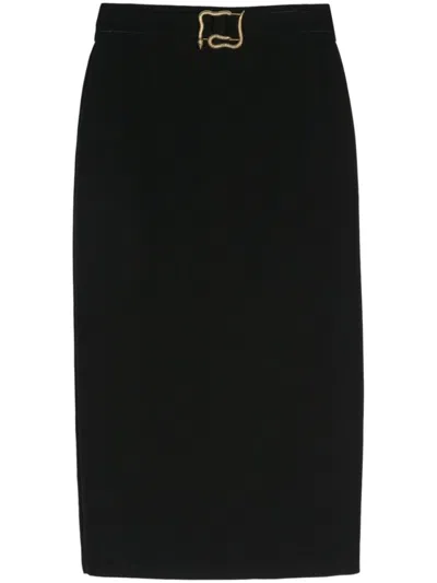 JUST CAVALLI JUST CAVALLI MIDI SKIRT WITH FABRIC BLEND AND STATEMENT BUCKLE DETAIL