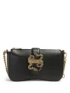 Just Cavalli Shoulder Bag With Fabric And Distinctive Chain Detail In Black
