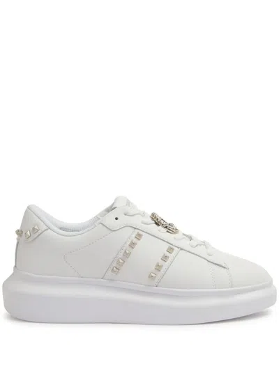 Just Cavalli Elegant White Sneakers With Premium Materials And Studded Detailing