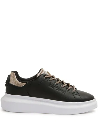 Just Cavalli Elevated Black Sneakers With Premium Materials And Stylish Accents In Schwarz