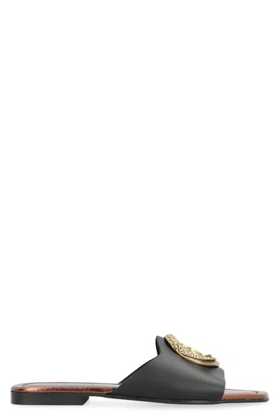 JUST CAVALLI ELISIE LEATHER SLIDES