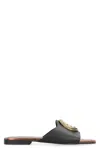Just Cavalli Elisie Leather Slides In Black