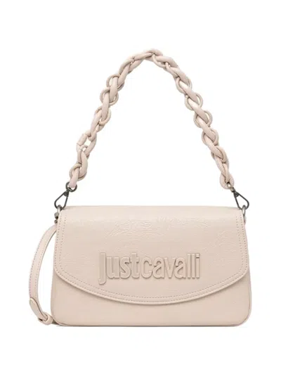 Just Cavalli Embossed Braided Satchel In Black