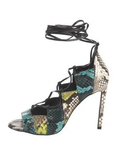 Pre-owned Just Cavalli Embossed Leather Animal Print Sandals In Multi