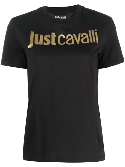 Just Cavalli Embossed-logo Cotton T-shirt In Black