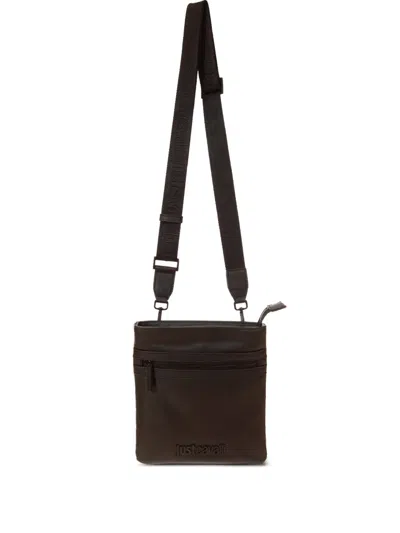 Just Cavalli Embossed Logo Shoulder Bag In Black