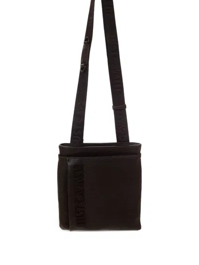 Just Cavalli Embossed Logo Shoulder Bag In Black