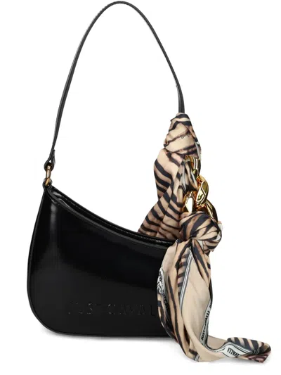 Just Cavalli Embossed-logo Shoulder Bag In Black