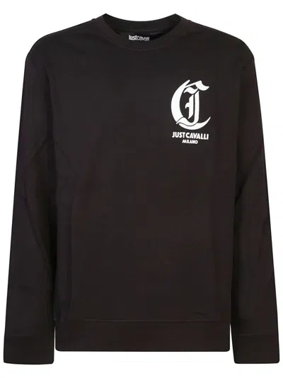 JUST CAVALLI EMBROIDERED COTTON SWEATSHIRT