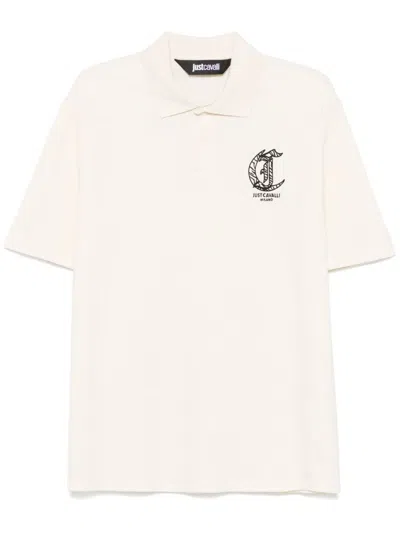 Just Cavalli Embroidered-logo Polo Shirt In White