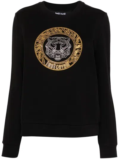 JUST CAVALLI JUST CAVALLI EMBROIDERED LOGO SWEATSHIRT WITH FABRIC BLEND AND FIT