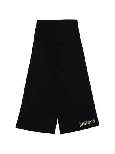 Just Cavalli Embroidered Scarf In Black