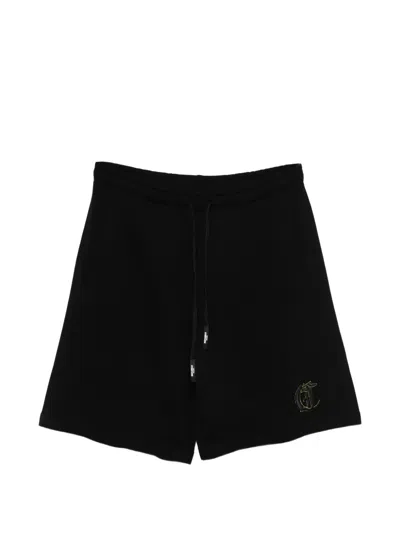 Just Cavalli Embroidered Track Shorts In Black