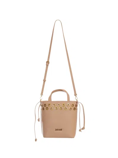 Just Cavalli Eyelet-detail Bucket Bag In Brown