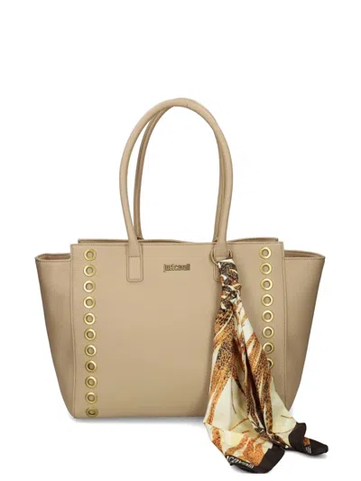 Just Cavalli Eyelet Scarf Tote Bag In Brown