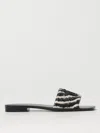 Just Cavalli Square Toe Flat Sandals With Woven Texture In ブラック
