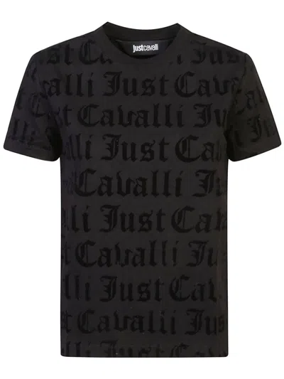 JUST CAVALLI FLOCKED-LOGO T-SHIRT